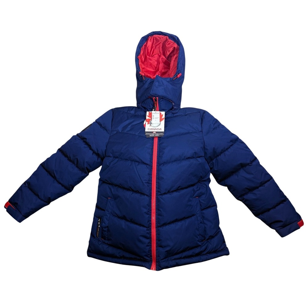 Canada Weathergear Navy Blue Puffer Jacket Removable Hood Mens Large Full Zip